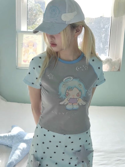 Star Plunge Short Sleeve T-Shirt【s0000012198】