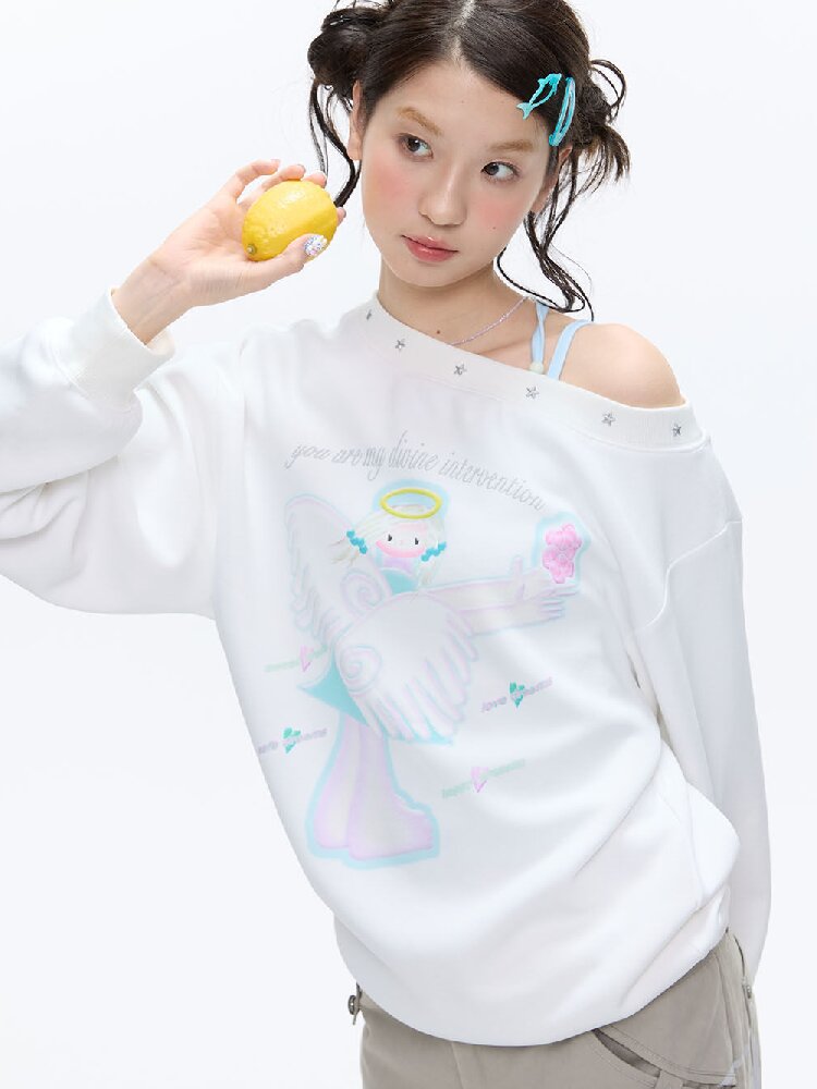 White Star Bead Shoulder Sweatshirt【s0000016384】
