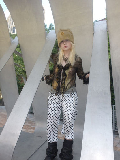 Metal antique bronze broken mesh cardigan【s0000013177】