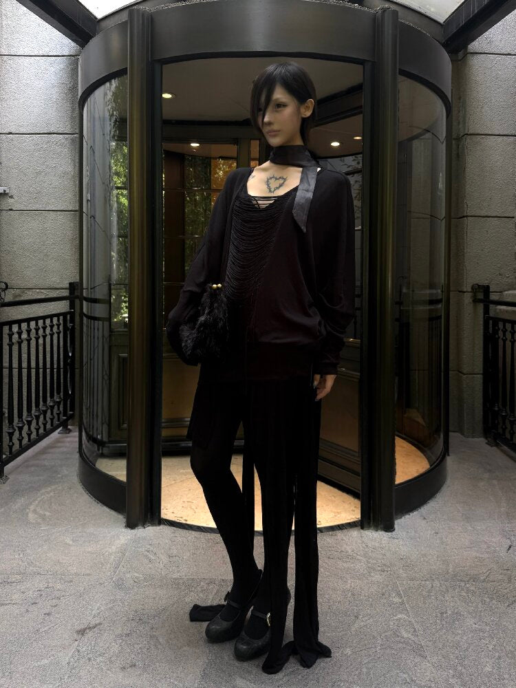 Tassel Bat Sleeve Youcos Top【s0000019003】