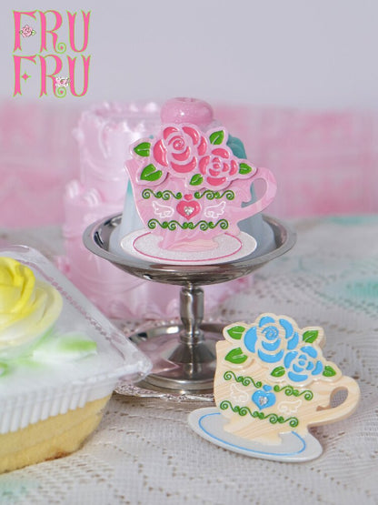 Rose Coffee Cup Printed Hair Clip【s0000017461】