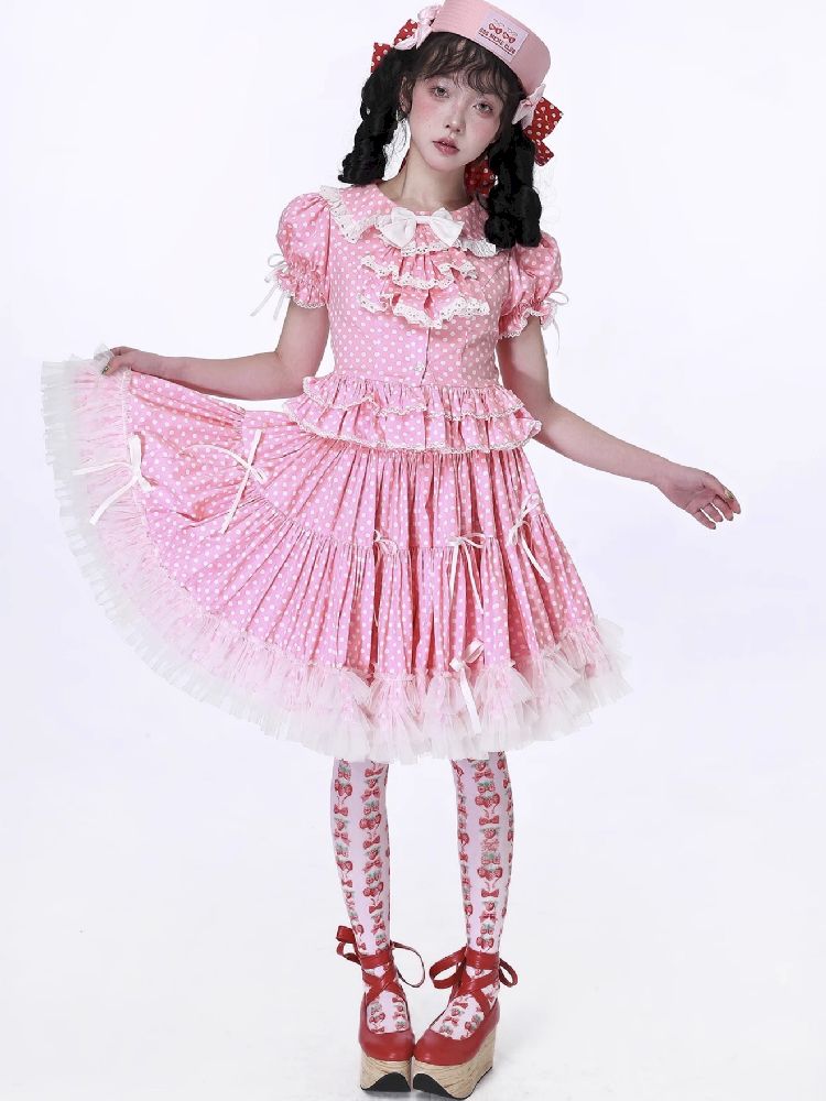 Polka Dot Short Sleeve Top【s0000012186】