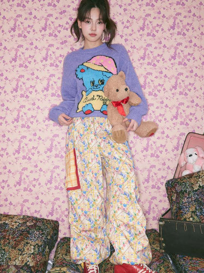 Yellow Floral Plaid Umbrella Pants【s0000015371】