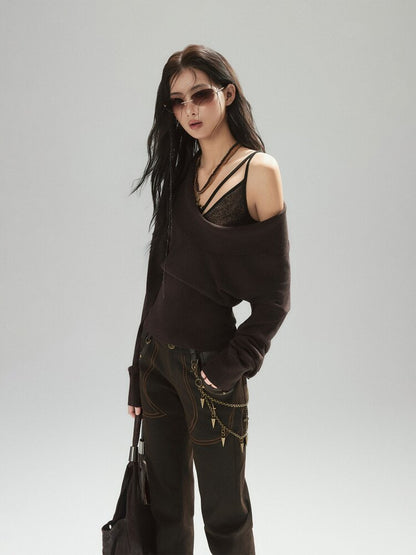 Coffee Swing Collar Woolen Top【s0000015605】