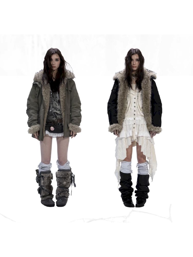 Fur Collar Mid-length Parka【s0000011266】