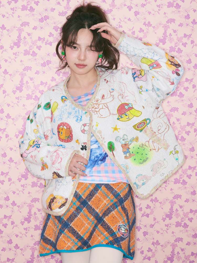 Graffiti Fleece Button Cardigan【s0000015369】