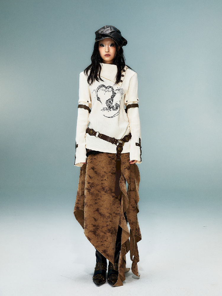 탈착식 긴 슬리브 니트 탑 [S0000011482]