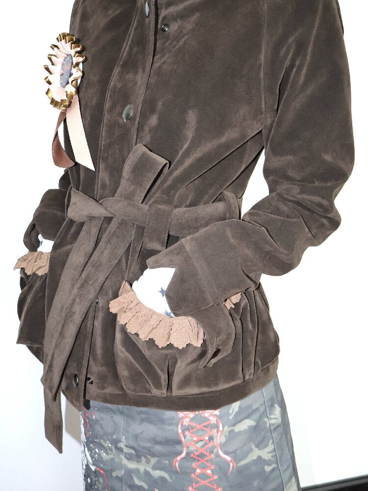 Vintage Badge Suede Patchwork Jacket【s0000018668】