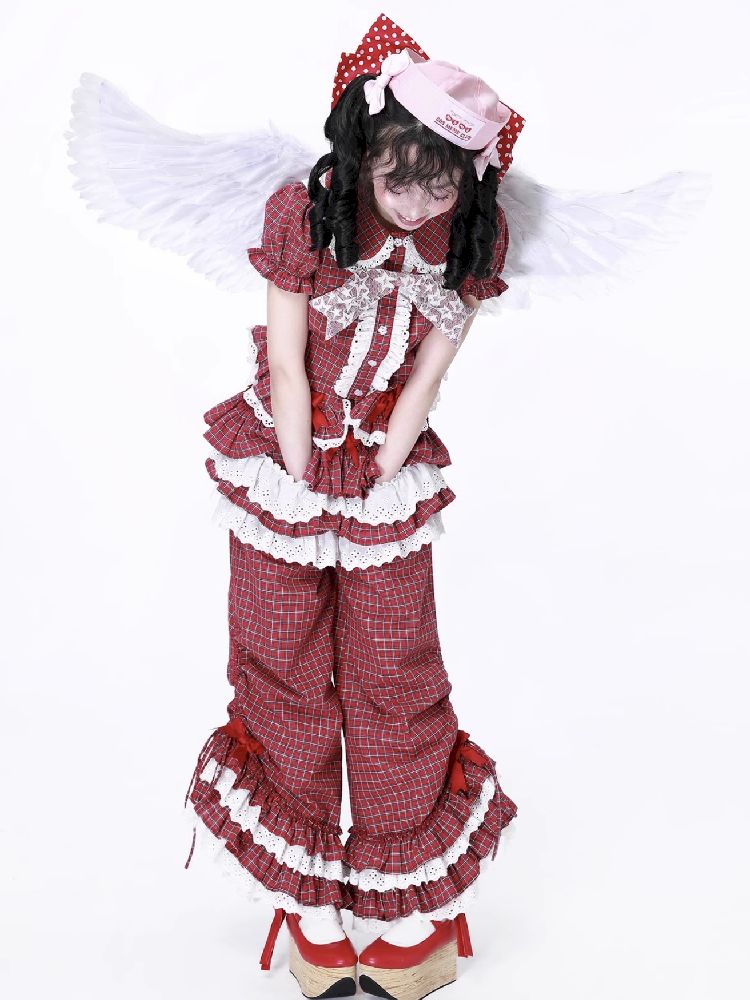 Retro Red Plaid Trousers【s0000012192】