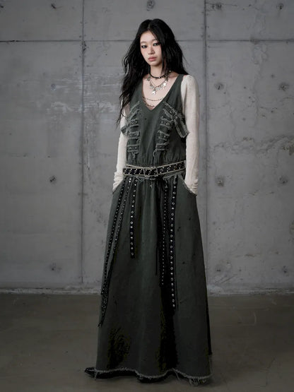 Workwear Vest-Style Maxi Dress【s0000013941】