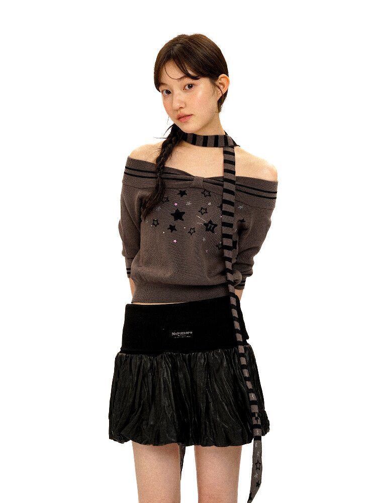Star Diamond One Shoulder Knit【s0000016116】