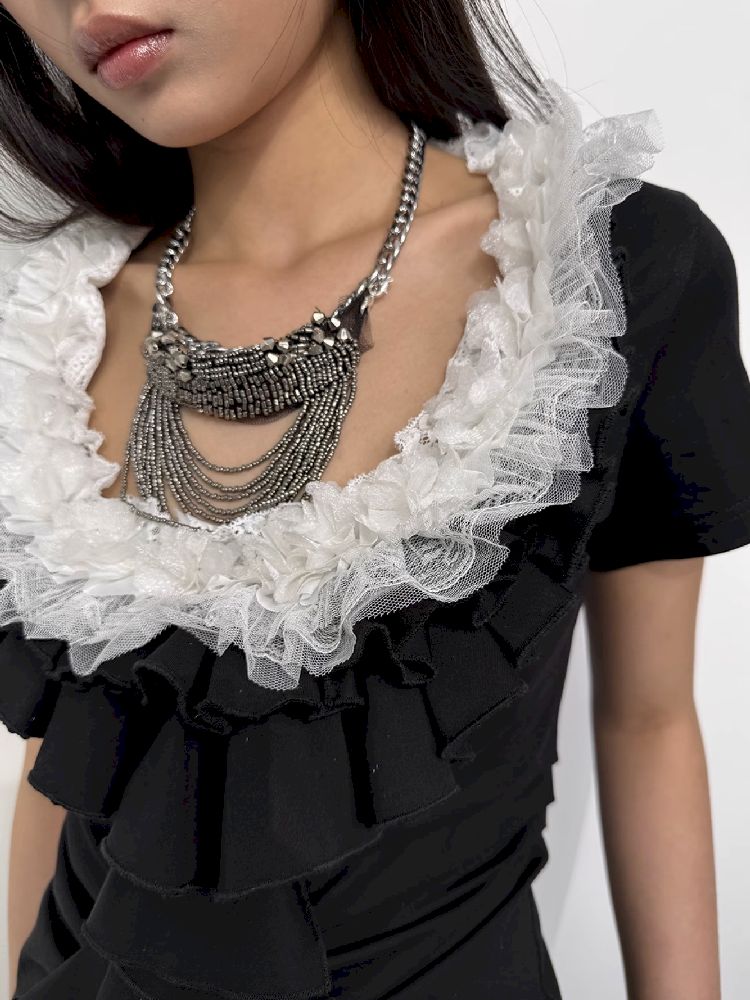 Multi-layer Lace Ruffle Slim T【s0000012213】