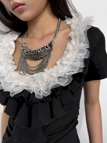 Multi-layer Lace Ruffle Slim T【s0000012213】