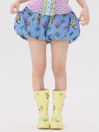 Denim Bear Printed Pumpkin Pants【s0000016706】