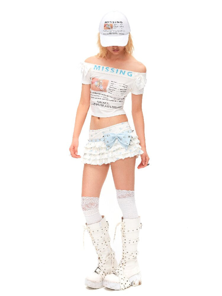 Rivet Bow Floral Cake Skirt【s0000016492】