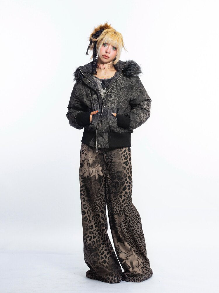 Dark Pattern Fur Collar Down Jacket【s0000018052】