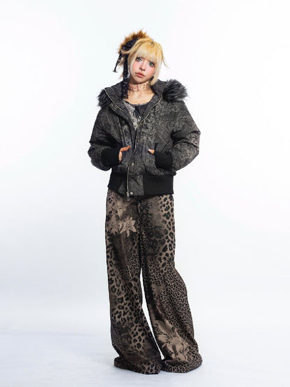 Dark Pattern Fur Collar Down Jacket【s0000018052】