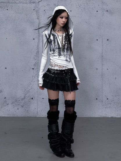 Lace Patchwork Hooded T-shirt【s0000015544】
