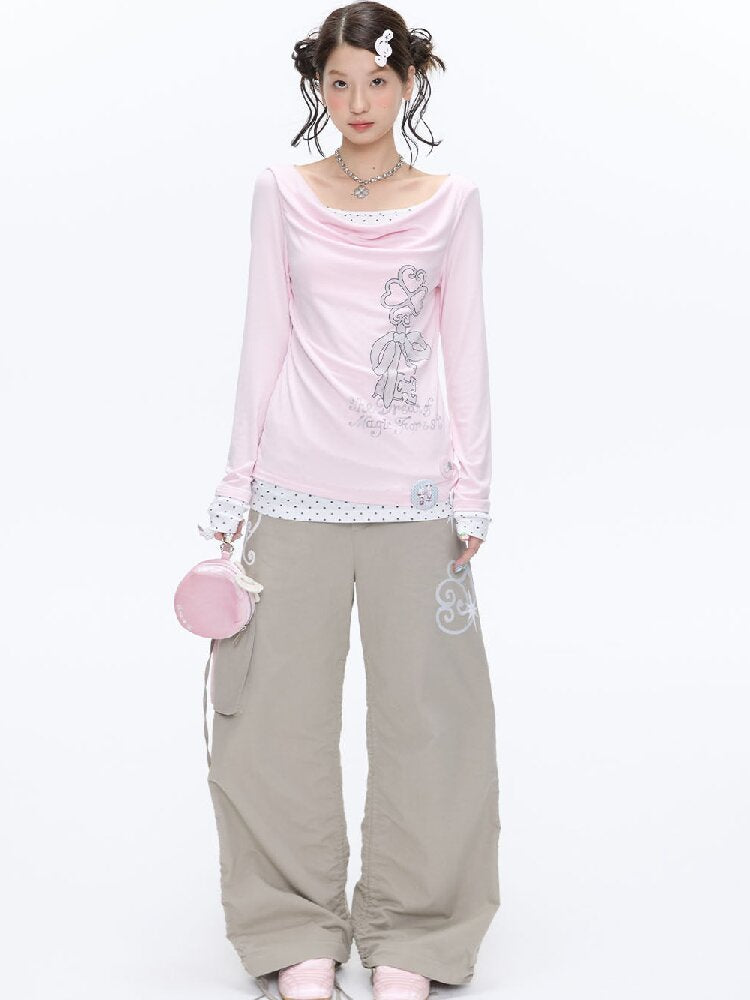 Soft Patchwork Collar Slim Top【s0000016385】
