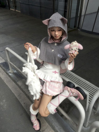 Cat Ears Hooded Short Coat Poncho【s0000011845】