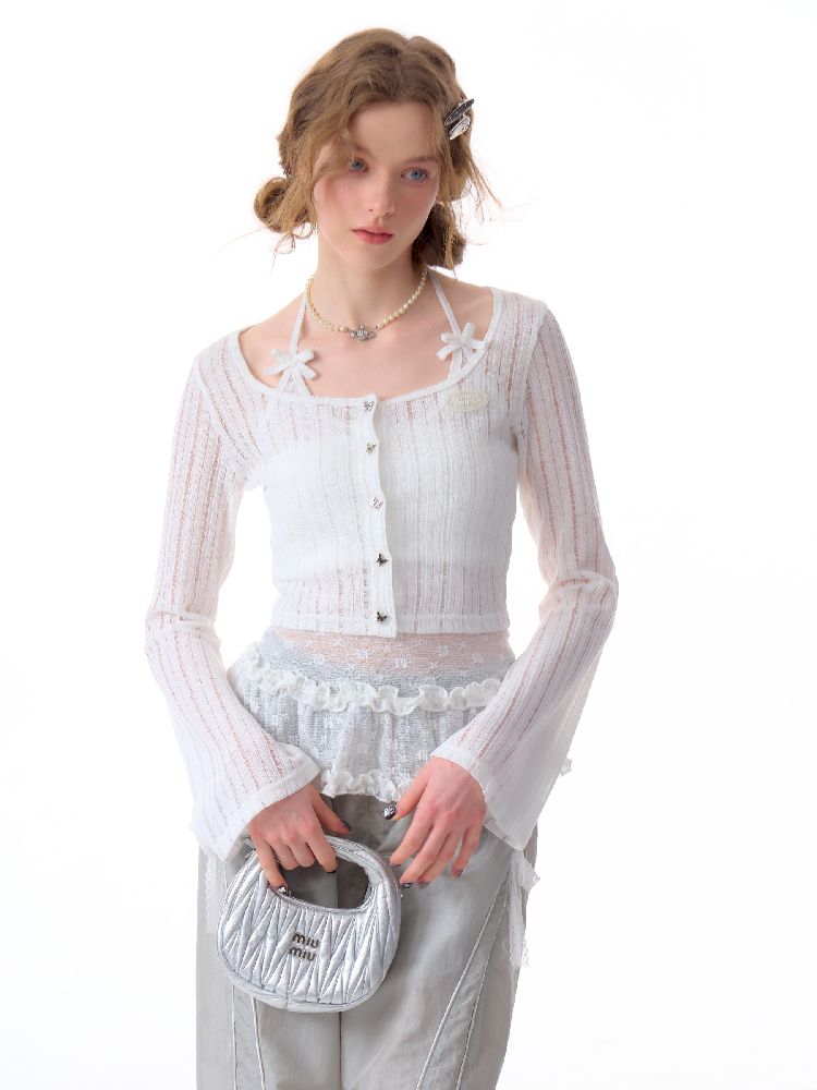 Short White Hollow Thin Jacket【s0000011679】