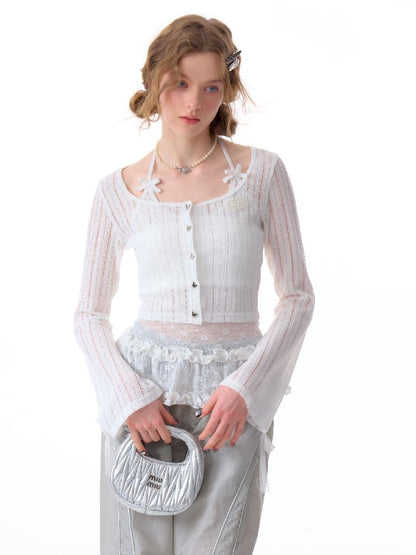 Short White Hollow Thin Jacket【s0000011679】