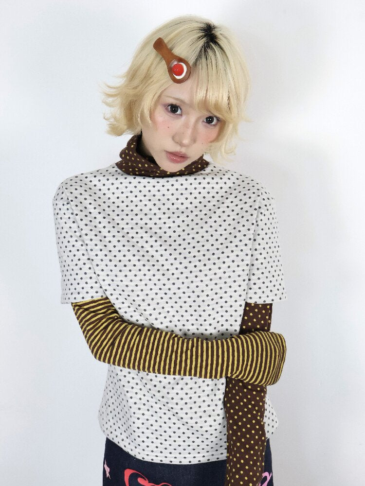Old Polka Dot Stripe Turtle Top【s0000018671】