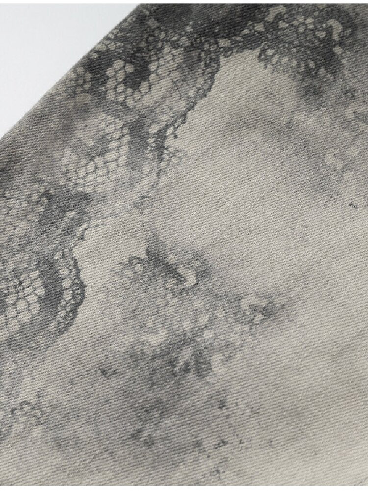 Distressed Lace Print Cropped Pants【s0000017860】