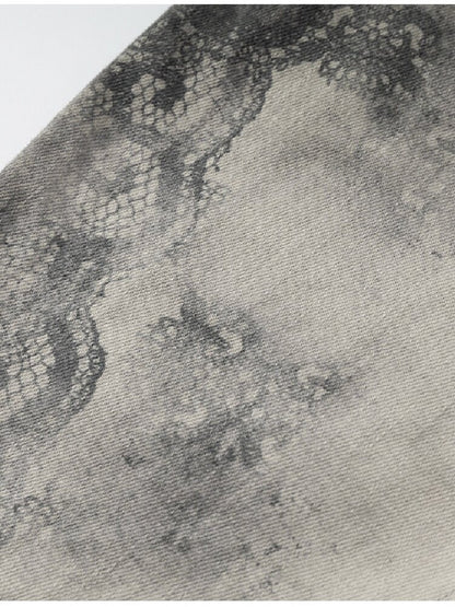 Distressed Lace Print Cropped Pants【s0000017860】