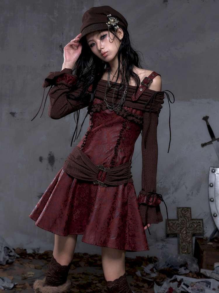 Vintage Punk Patchwork Knit Dress【s0000014651】