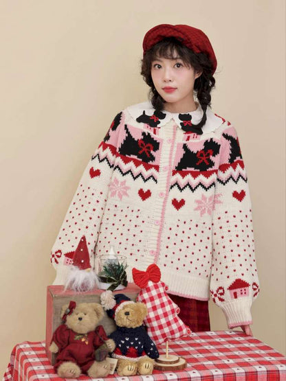 Bow Snowflake Island Wool Sweater【s0000015098】