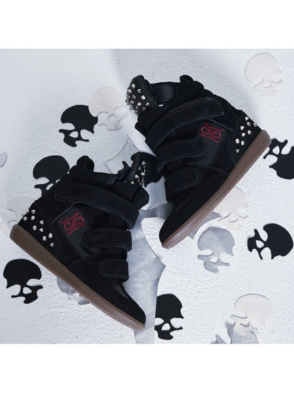 Cowhide Embroidered Wedge Sneakers【s0000015560】