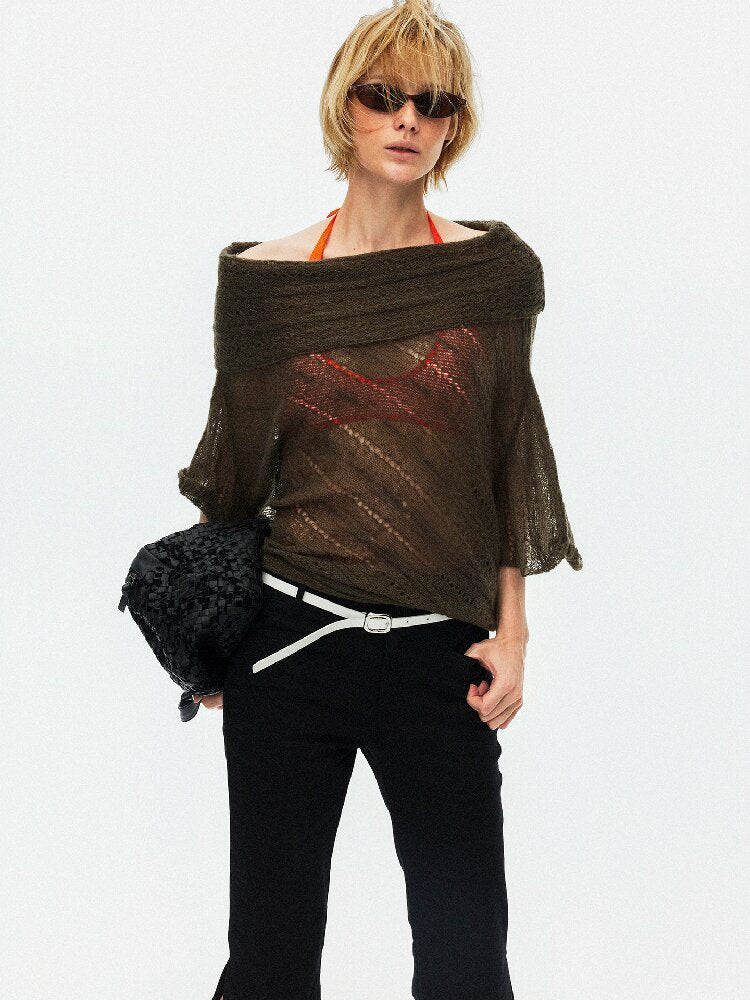 One Shoulder Cut Out Cable Knit【s0000015930】