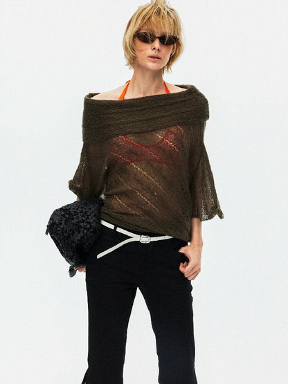 One Shoulder Cut Out Cable Knit【s0000015930】