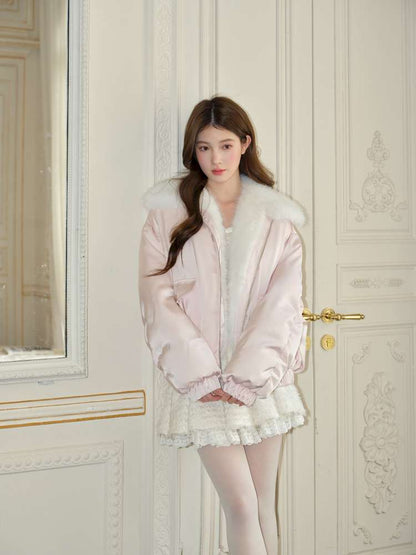 Glossy Satin Fleece Down Jacket【s0000015047】