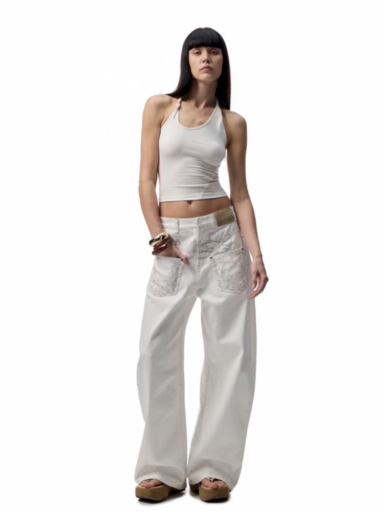 Slant U Neck Button Knot Solid Color Camisole【s0000012394】