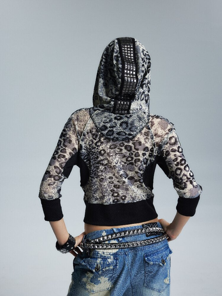 Gold Silk Leopard Mesh Hoodie T【s0000017006】