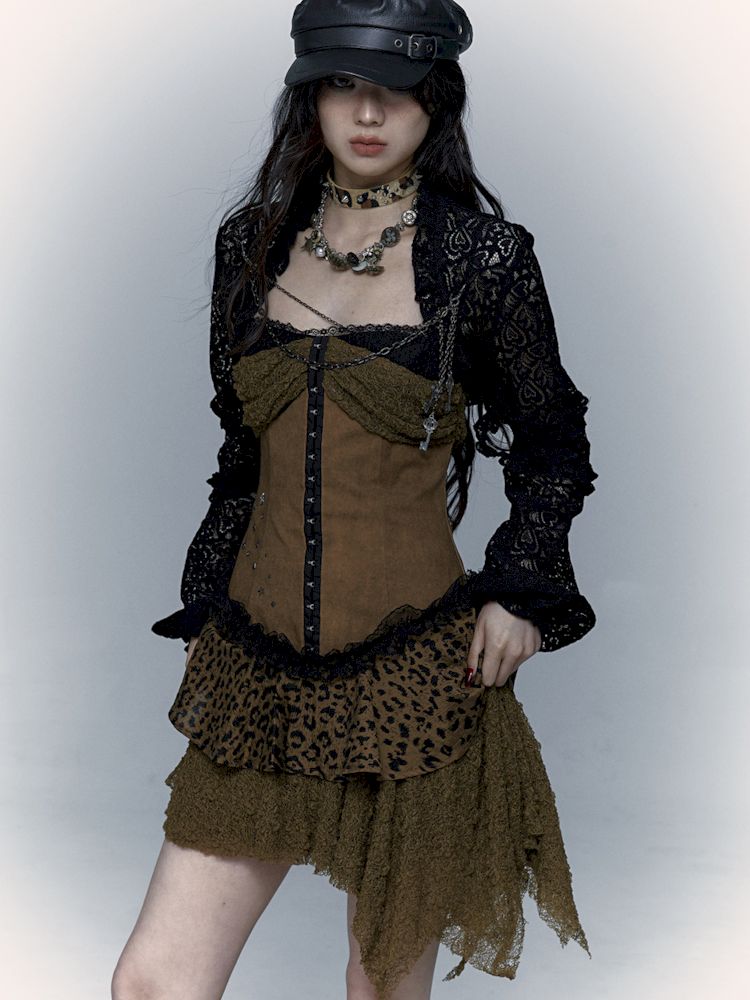 Lantern Sleeve Shoulder Lace Ultra Short Blouse【s0000009003】