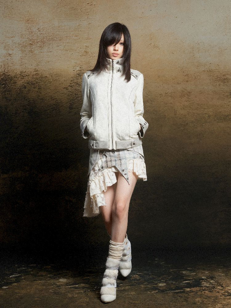 Skeleton Patchwork PU Sweatshirt 【s0000011803】