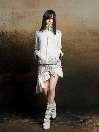 Skeleton Patchwork PU Sweatshirt 【s0000011803】