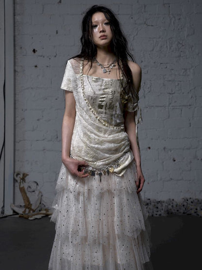 Patchwork two-way short-sleeved T-shirt【s0000012788】