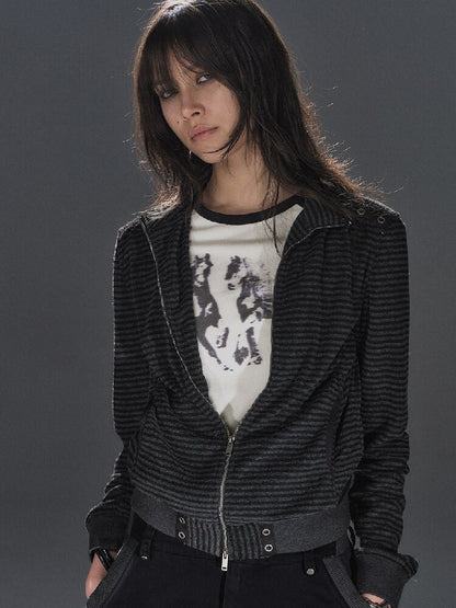 Striped Webbing Fleece Light Jacket【s0000016231】