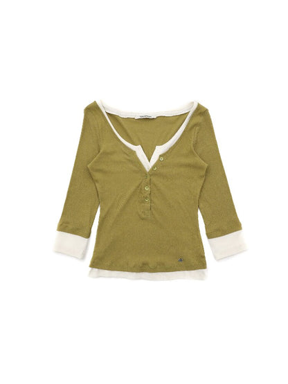 Two Piece Contrasting Henry Top【s0000016112】