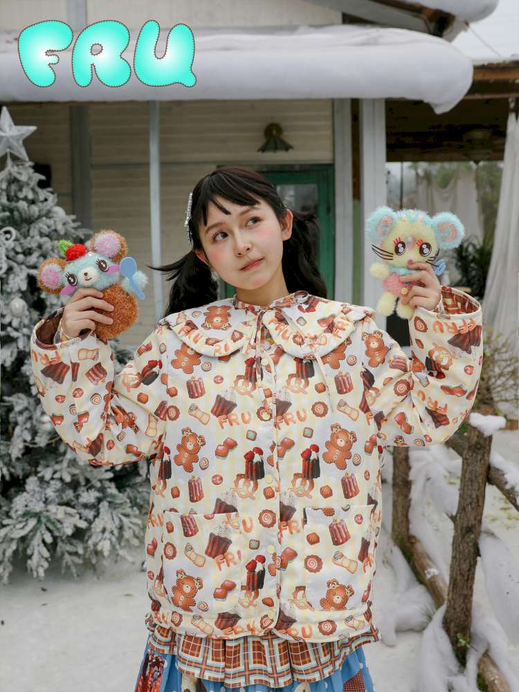 Doll Print Reversible Quilted Jacket【s0000015106】