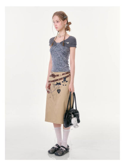 Chain Bear Print Slimming Skirt【s0000016625】