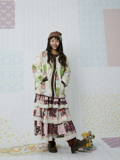 Winter Lace Print Splicing Skirt【s0000015033】