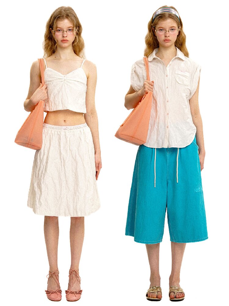 Wire Pleated Spaghetti Skirt Set【s0000017410】
