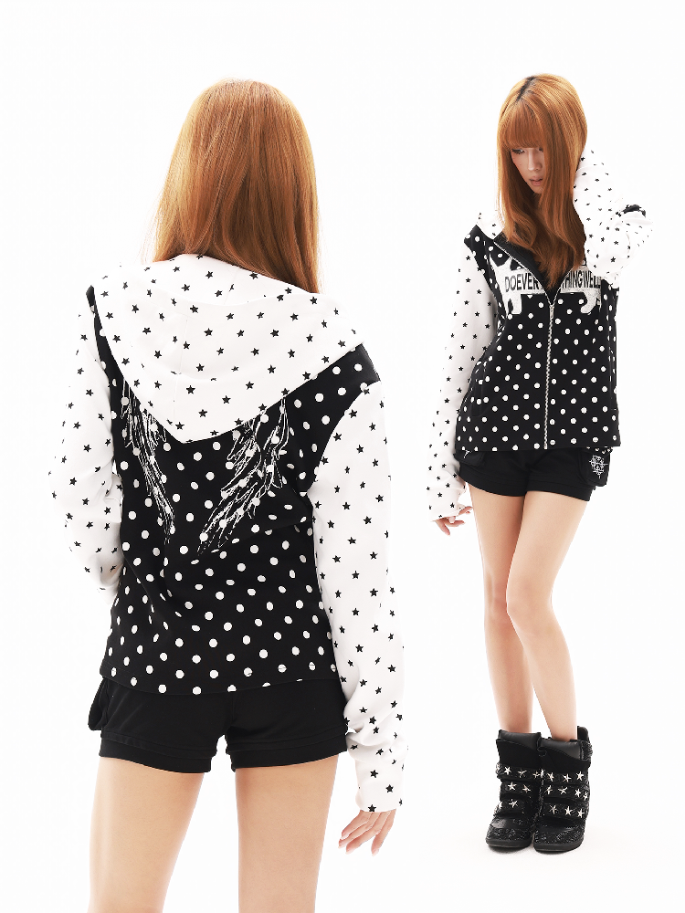 Polka Dot Wings Zip Hoodie Jacket【s0000018342】