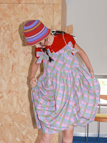 Plaid Strapless Bow Dress【s0000013927】