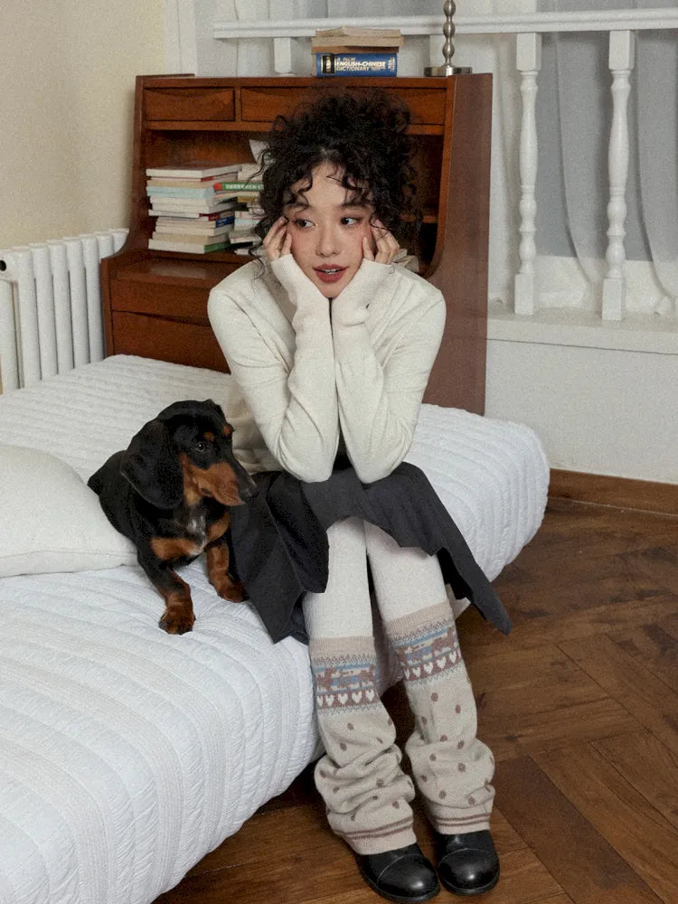 Adorable Puppy Fair Isle Sock Covers【s0000013984】